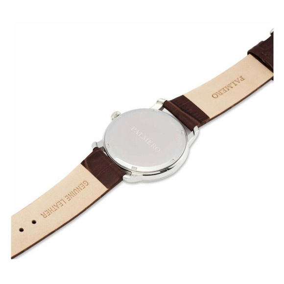 Palermo Watch Brown Leather Moissanite Gemstone Bezel - Picture 3 of 9